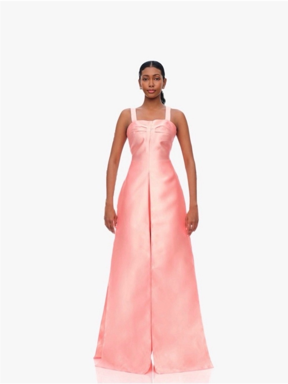 Andrea Iyamah Vasi Top Peach Satin Long Overlay Tunic Size L US 10 NWT - Picture 3 of 12